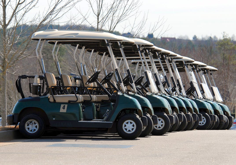 Golf carts in a parking